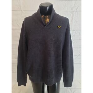 Threadbare Denim Corp. Shawl Neck Jumper/Sweater; Dark Blue - Men’s X-LARGE